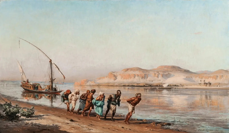 Cena de içamento no Nilo - Frederick Arthur Bridgman