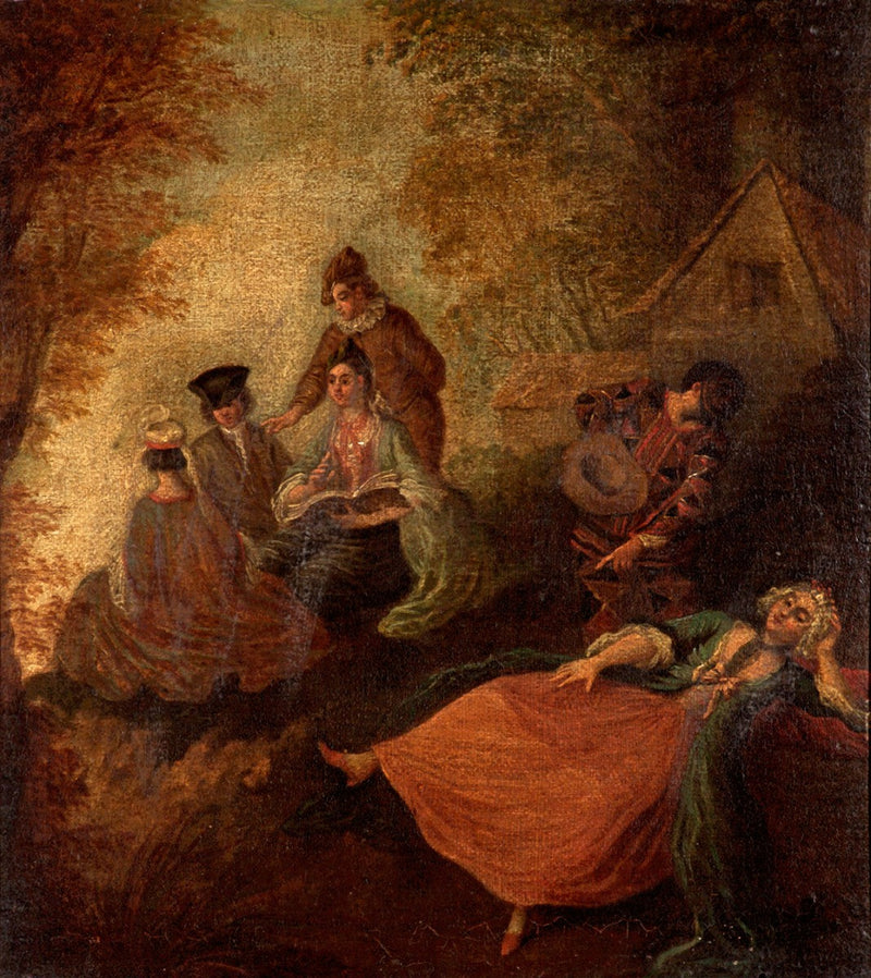 Cena de jardim com personagens - Antoine Watteau