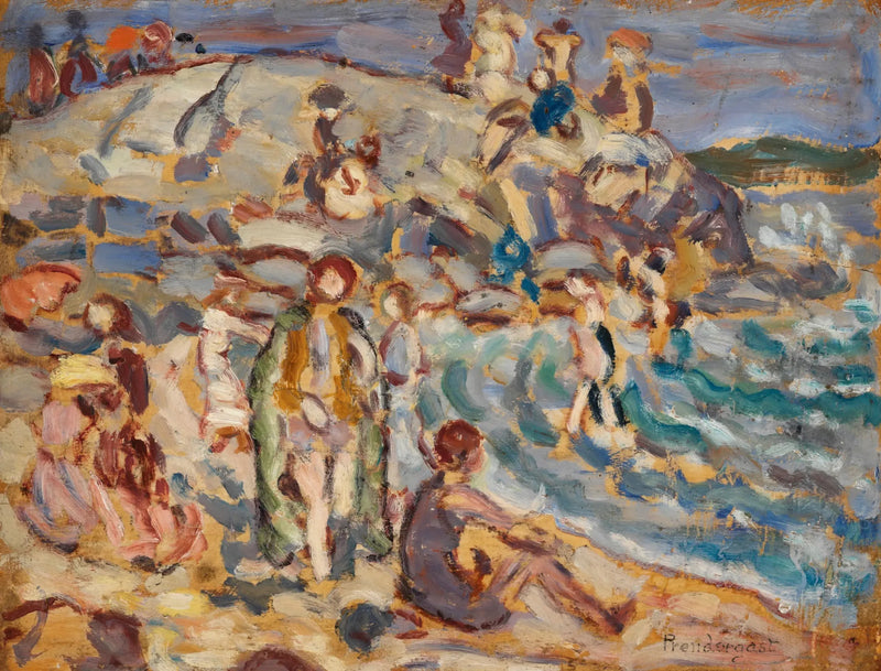 Cena de praia e colina - Maurice Prendergast
