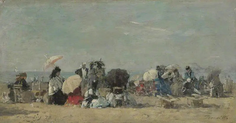 Scène de plage, Trouville - Eugène Boudin image 1 tableau peint à l’huile sur toile