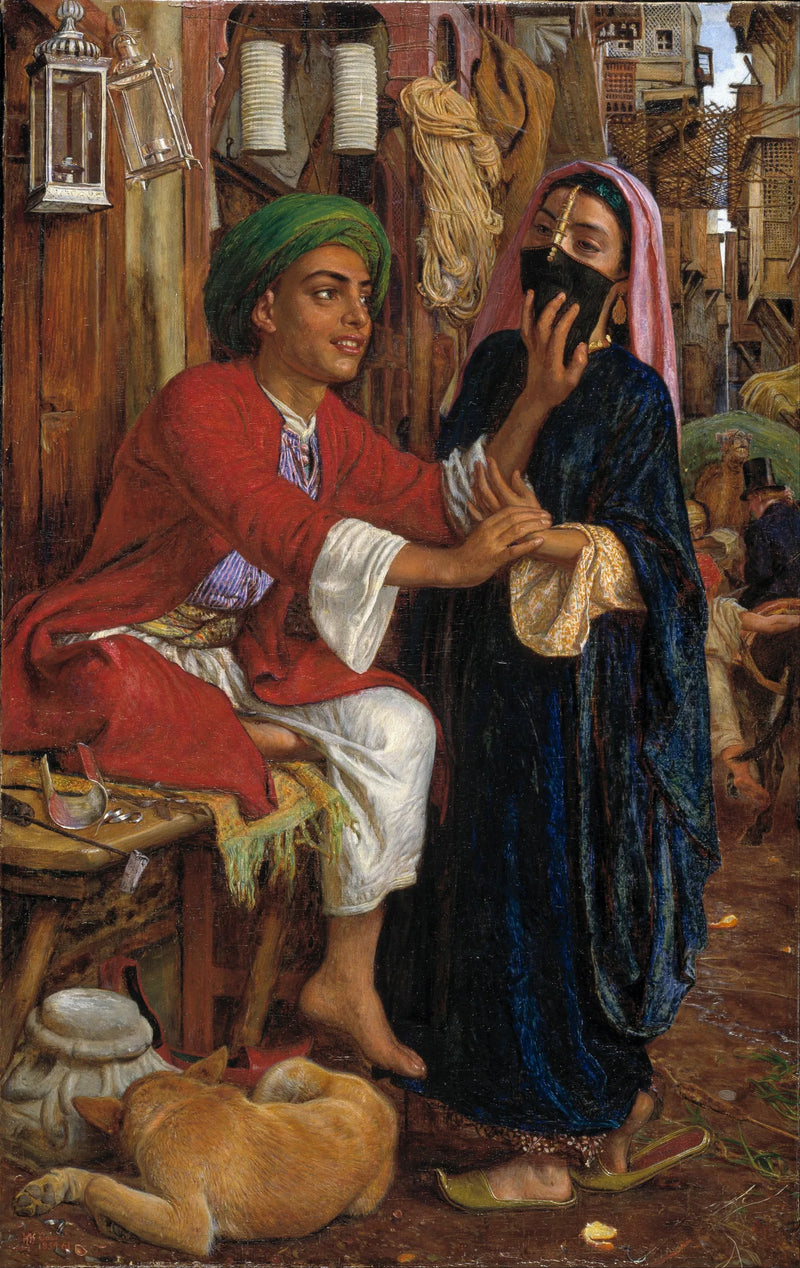 Cena de Rua no Cairo: A Corte Galante do Fabricante de Lanternas - William Holman Hunt