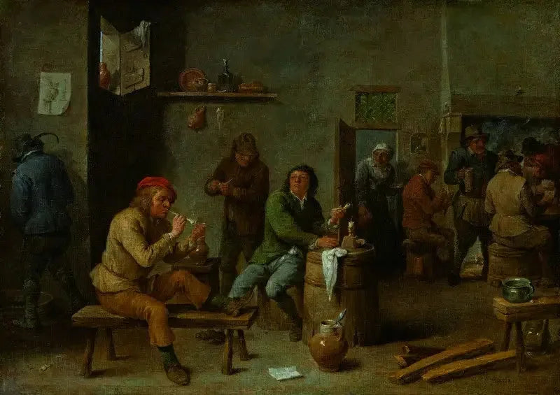 Cena de taberna (Fumantes em uma pousada). - David Teniers o Jovem