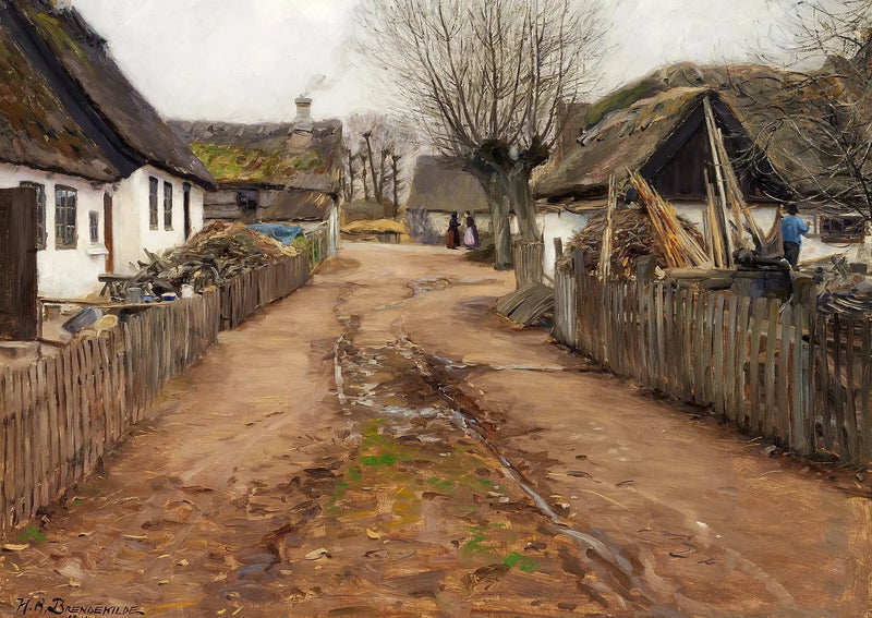 Cena de vila no início da primavera. - H. A. Brendekilde