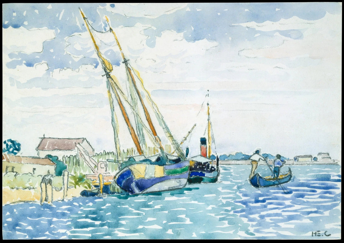 Cena marítima (Barcos perto de Veneza) - Henri-Edmond Cross