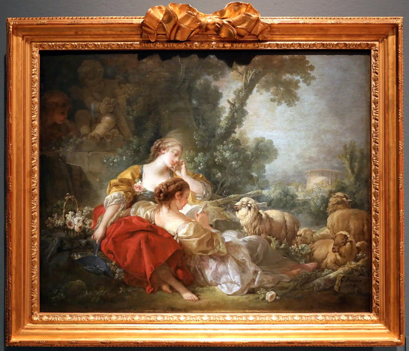 Cena pastoral com duas pastoras - François Boucher