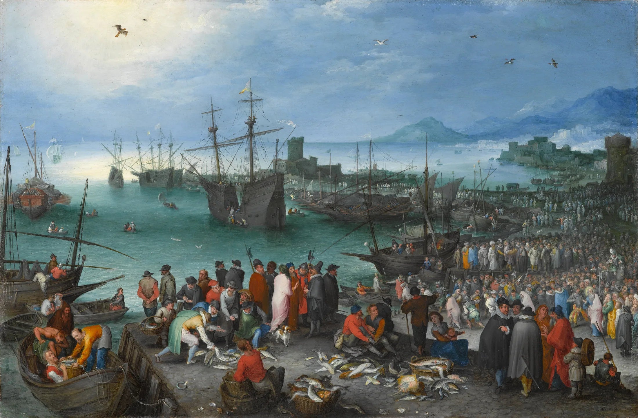 Scène portuaire avec le départ de saint Paul de Césarée - Jan Brueghel l'Ancien image 1 tableau peint à l’huile sur toile