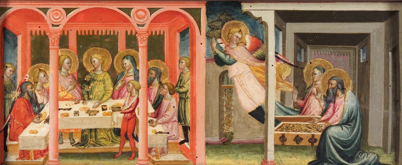 Cenas da história de Tobias (casamento de Tobias e Sara; o arcanjo deixa Tobit e Ana) - Bicci di Lorenzo