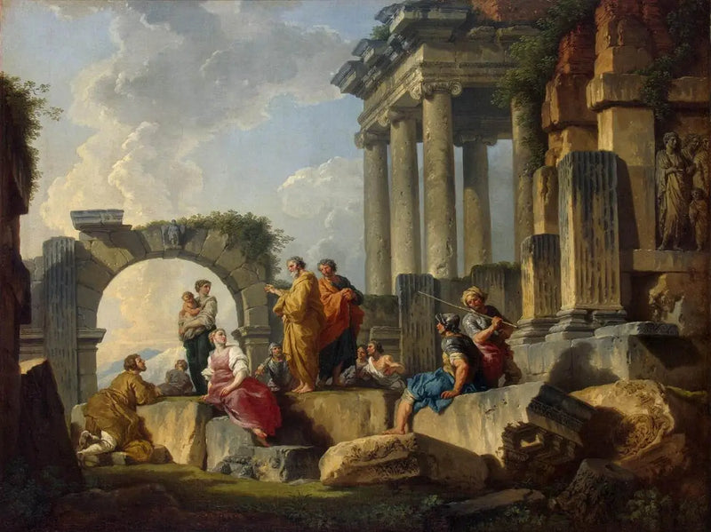 Sermão de São Paulo no meio das ruínas - Giovanni Paolo Panini