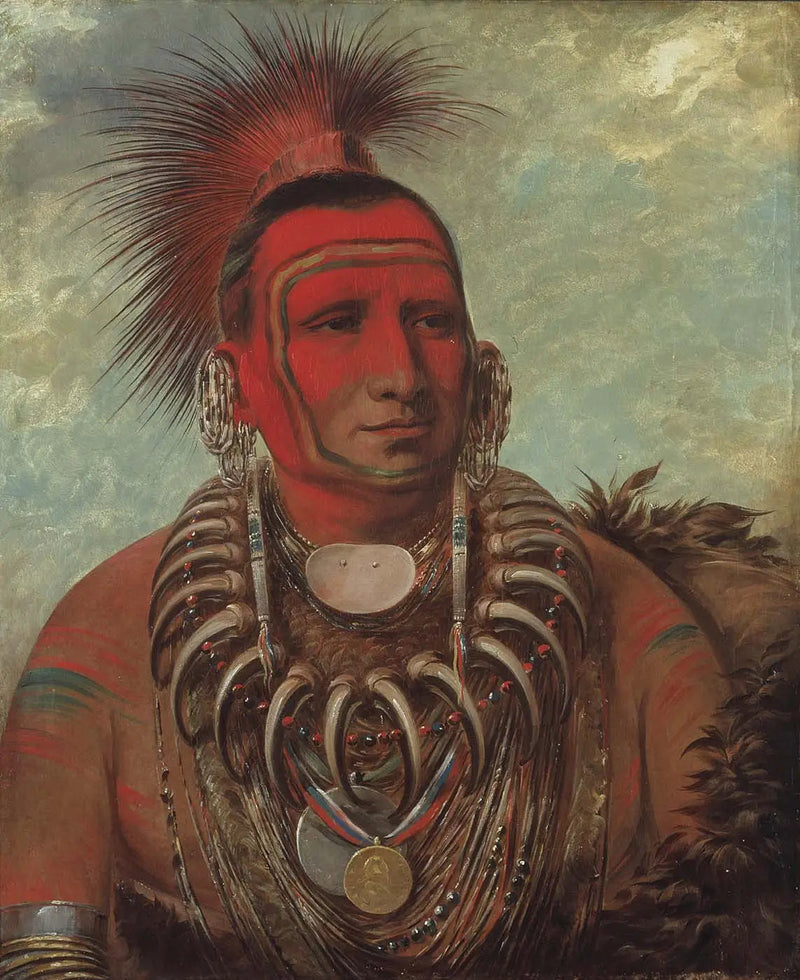 Shon-ta-yi-ga, Petit Loup, um guerreiro famoso - George Catlin