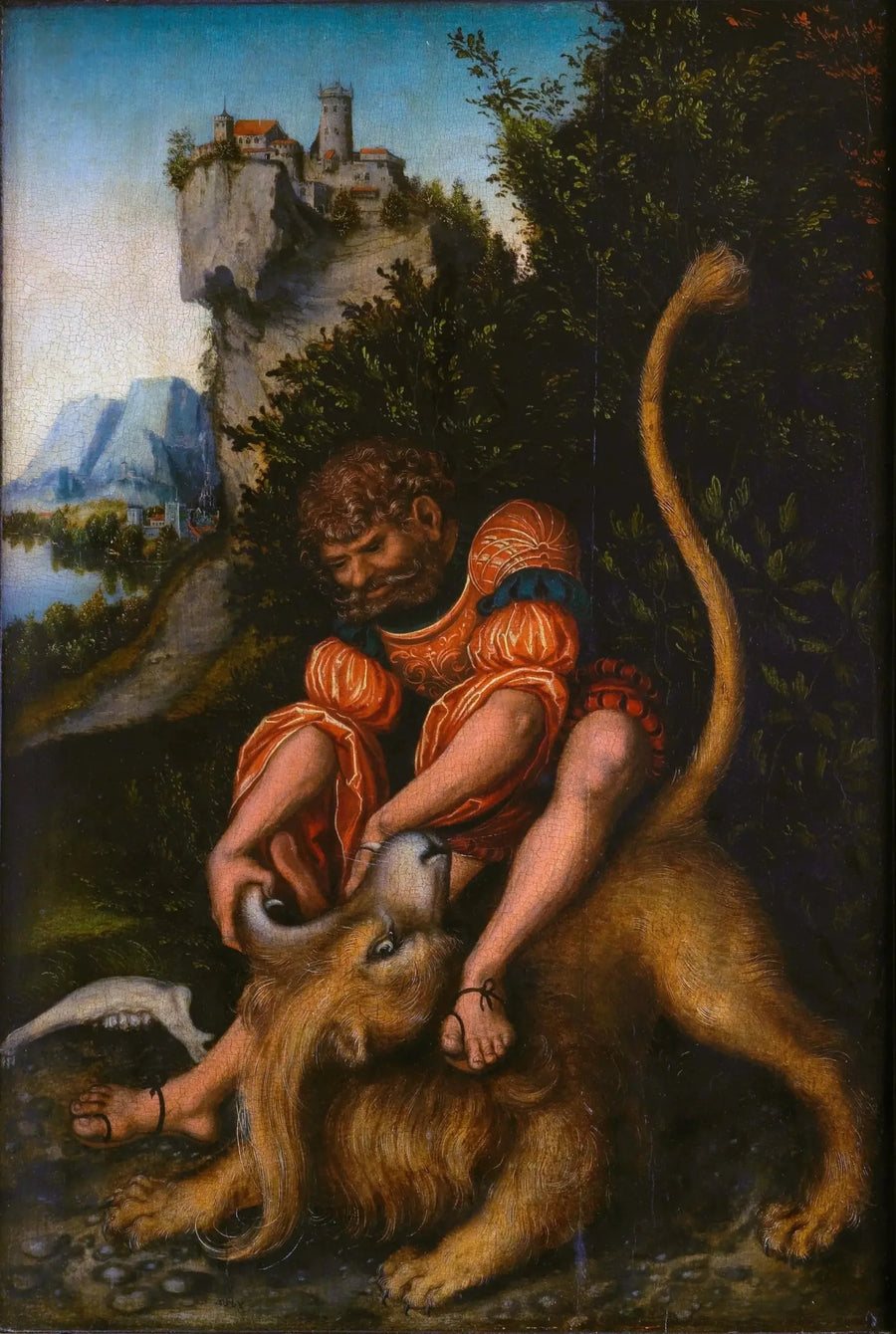 Simson lutando contra um leão - Lucas Cranach, o Velho
