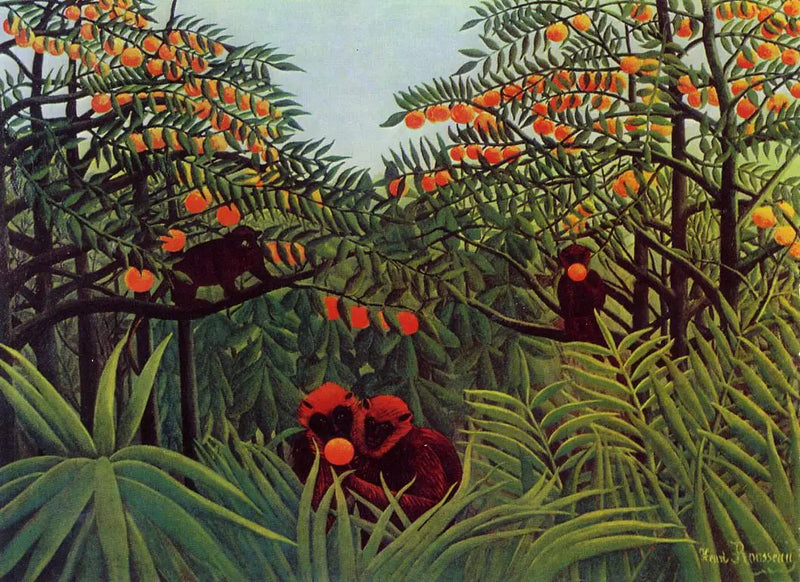 Macacos na floresta tropical - Henri Rousseau