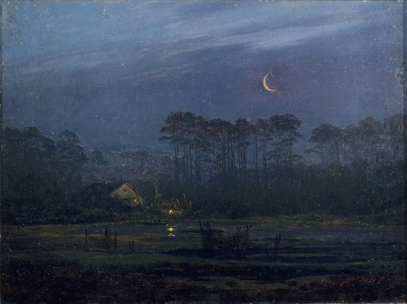 Noite à Beira do Rio - Caspar David Friedrich