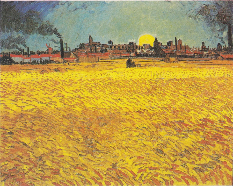 Campo de trigo ao pôr do sol - Vincent van Gogh