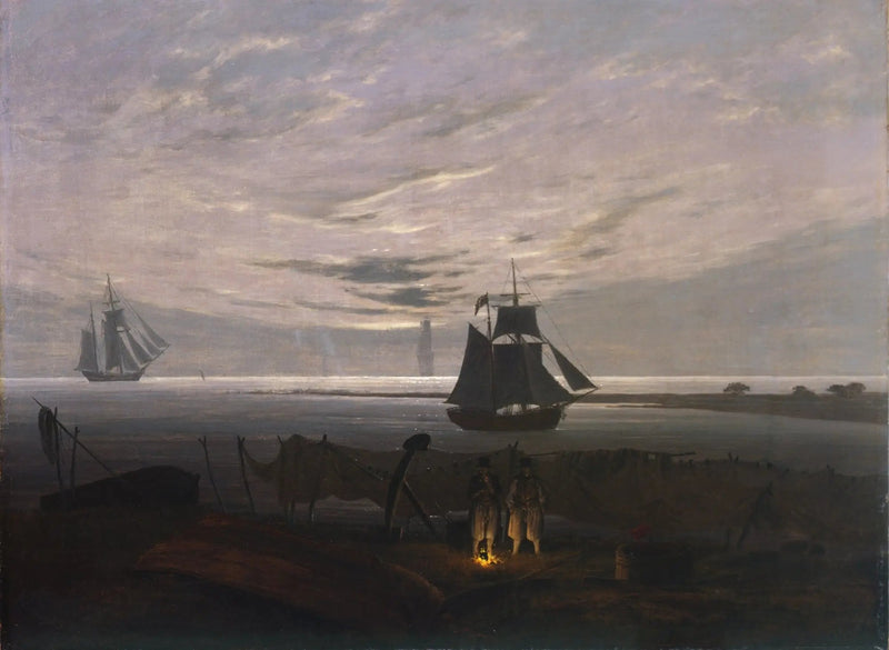Noite na praia do Báltico - Caspar David Friedrich