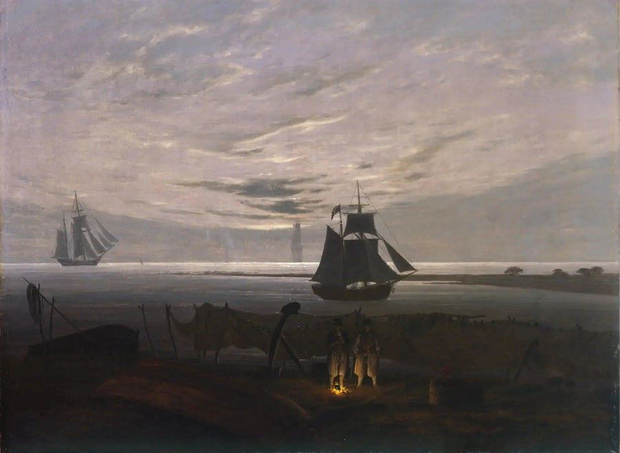 Noite na praia do Báltico - Caspar David Friedrich
