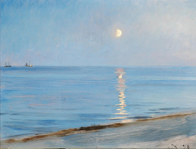 Noite na praia de Skagen. Luz da lua. - Peder Severin Krøyer