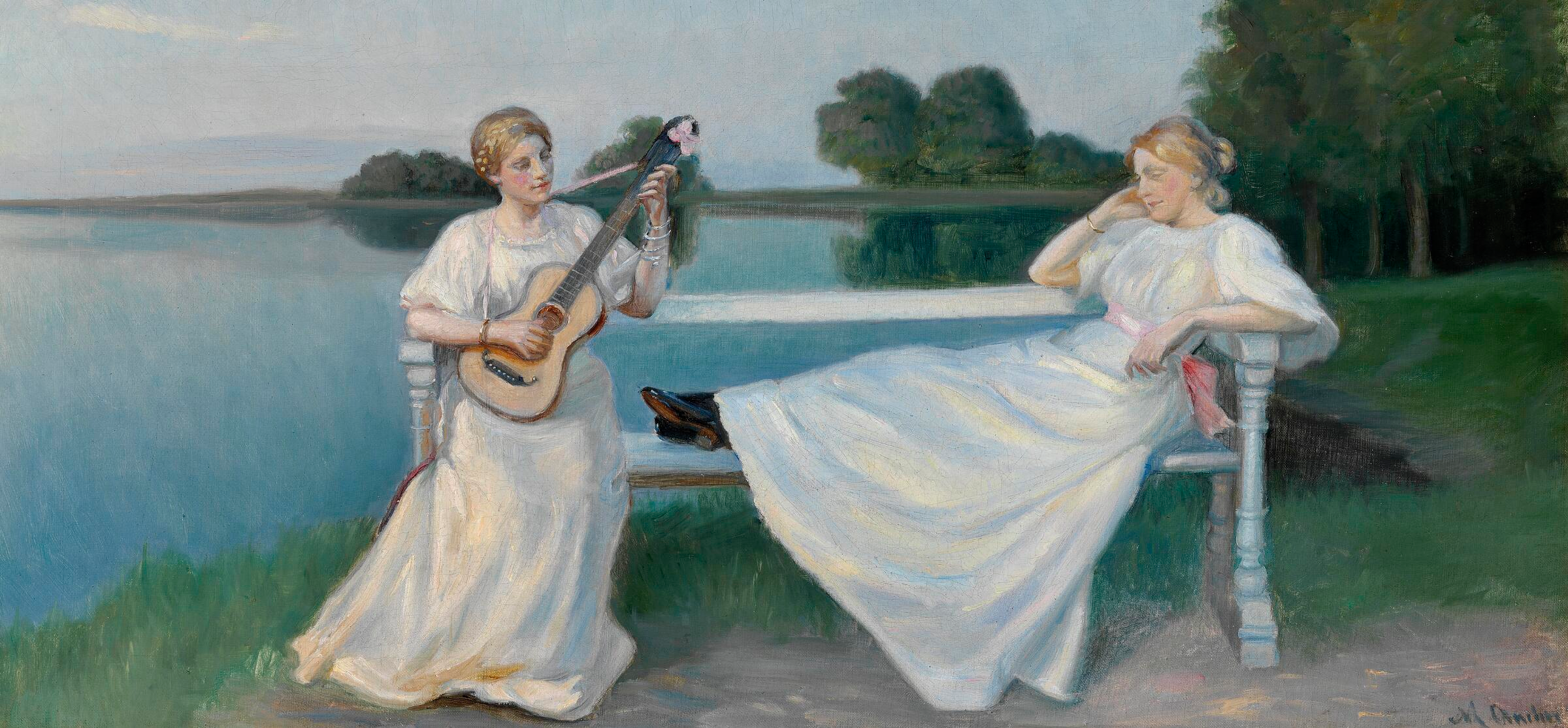Soirée d'été à Skagen. - Michael Peter Ancher image 1 reproduction de peinture à l’huile