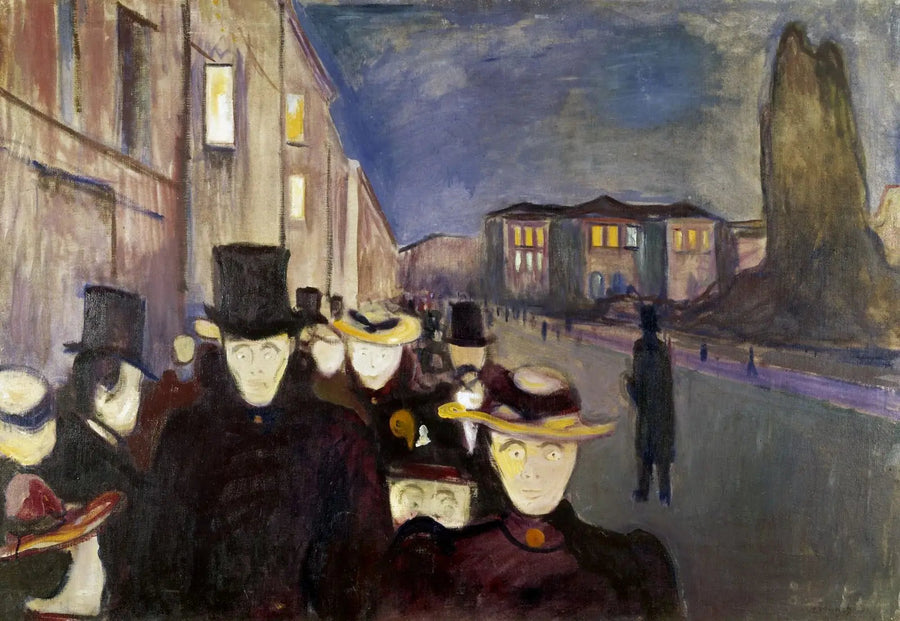 Noite na avenida Karl Johan - Edvard Munch