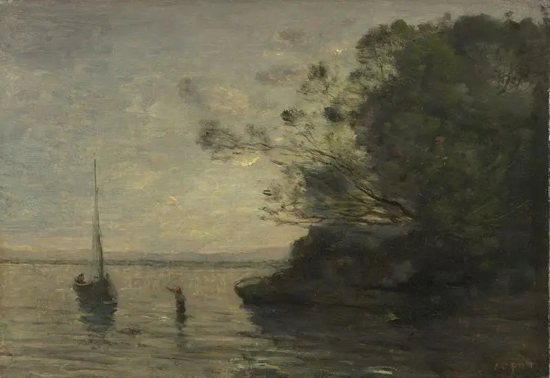 Noite no lago - Jean-Baptiste Camille Corot
