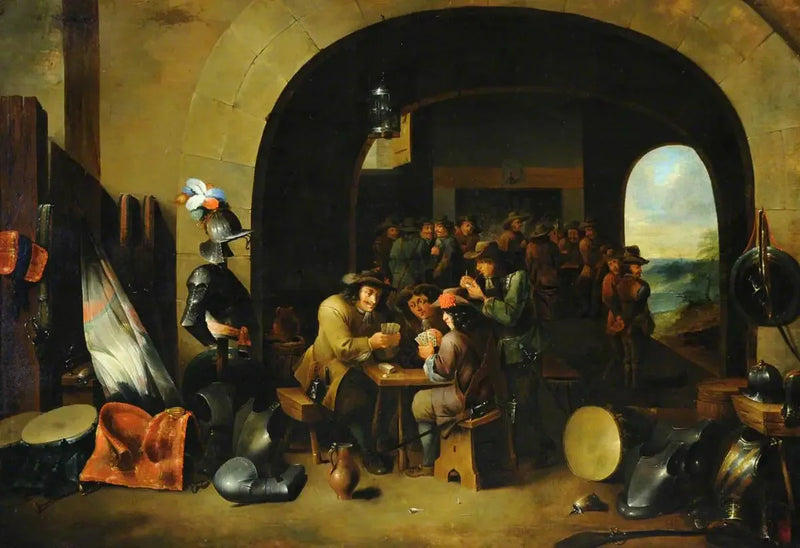 Soldados jogando cartas em uma sala de guarda - David Teniers, o Jovem