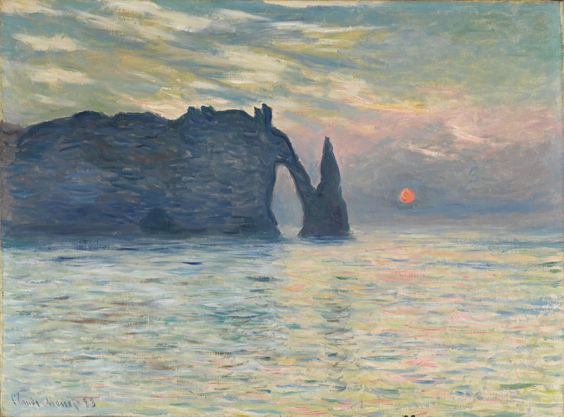 Pôr do sol em Étretat - Claude Monet