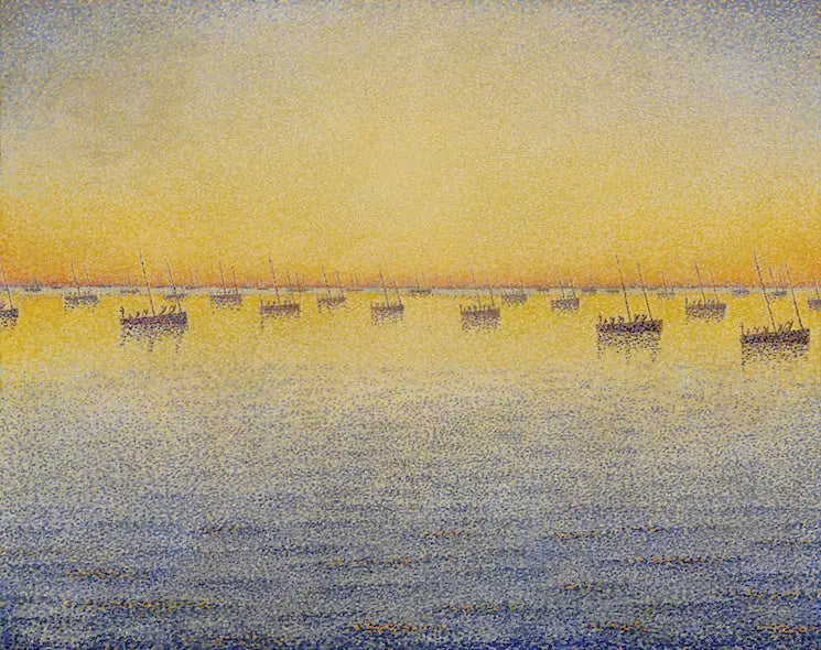 Pôr do sol, pesca de sardinha, Concarneau - Paul Signac