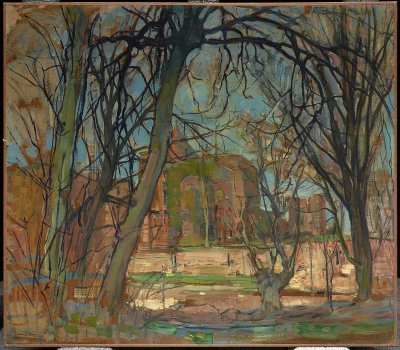 Sol da primavera (Lentezon): Ruína do castelo de Brederode - Piet Mondrian