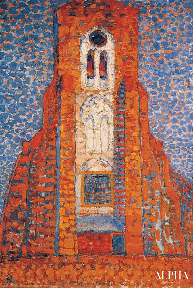 Soleil, église en Zélande façade d'église Zoutelande - Mondrian - Reproductions de tableaux et peintures haut de gamme