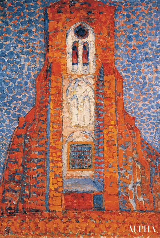 Soleil, église en Zélande façade d'église Zoutelande - Mondrian - Reproductions de tableaux et peintures haut de gamme