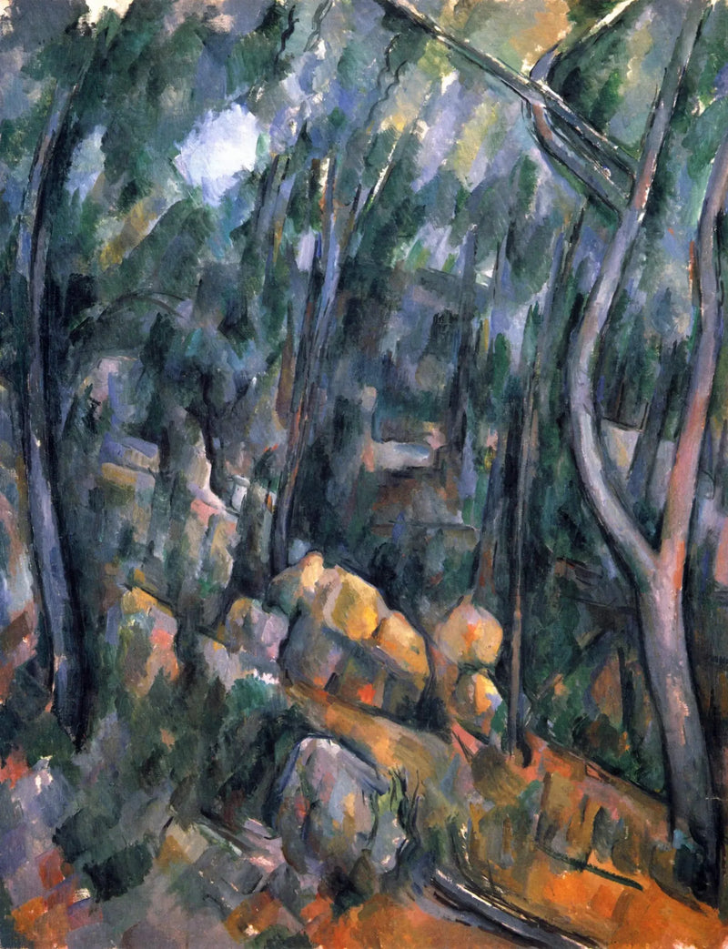 Sub-bosque diante das grutas acima do Château Noir - Paul Cézanne