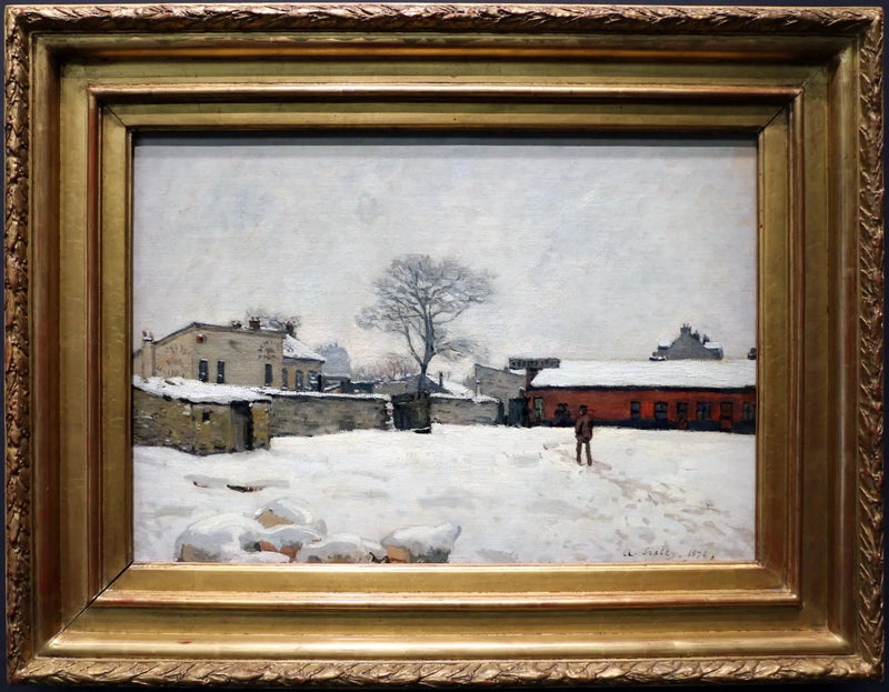 Sob a neve: pátio da fazenda em Marly-le-Roi - Alfred Sisley