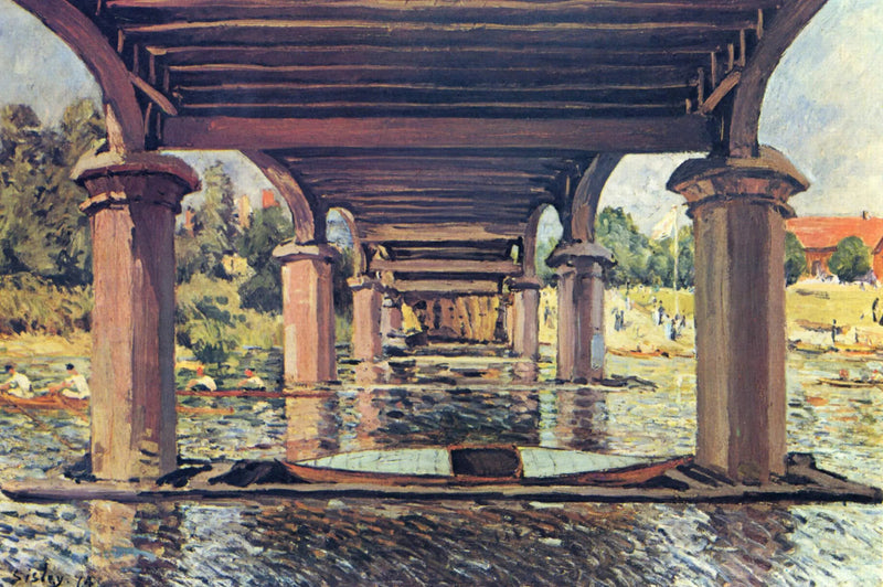 Sob a ponte de Hampton Court - Alfred Sisley