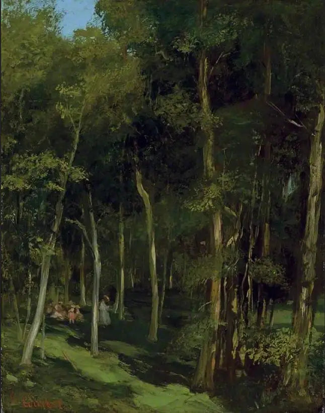 Debaixo das árvores em Port-Berteau, crianças dançando - Gustave Courbet