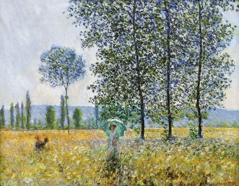 Sob os choupos, efeito de sol - Claude Monet