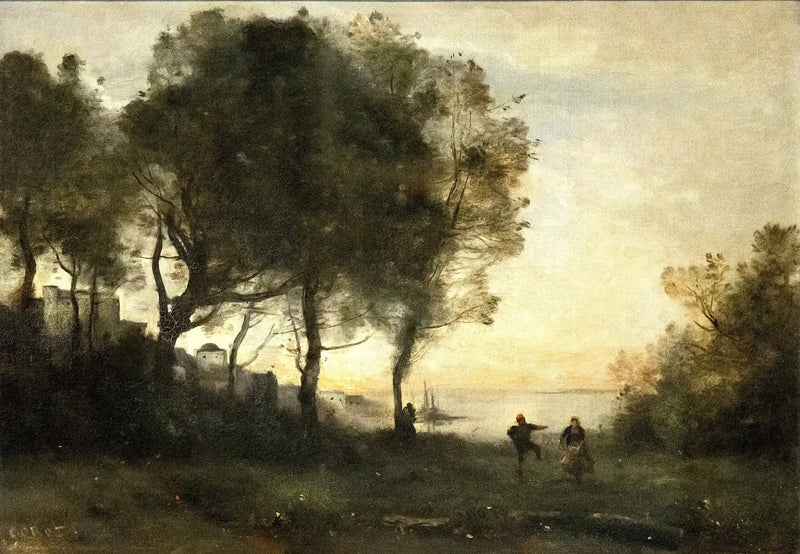 Lembrança da Itália; bailarino das margens de Capri - Jean-Baptiste Camille Corot