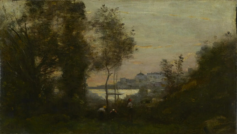 Lembrança de Ville-d'Avray, pôr do sol - Jean-Baptiste Camille Corot