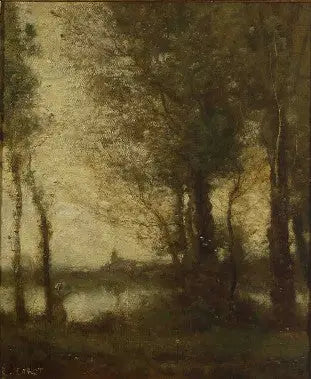 Lembrança dos pântanos de Fampoux. O amanhecer - Jean-Baptiste Camille Corot