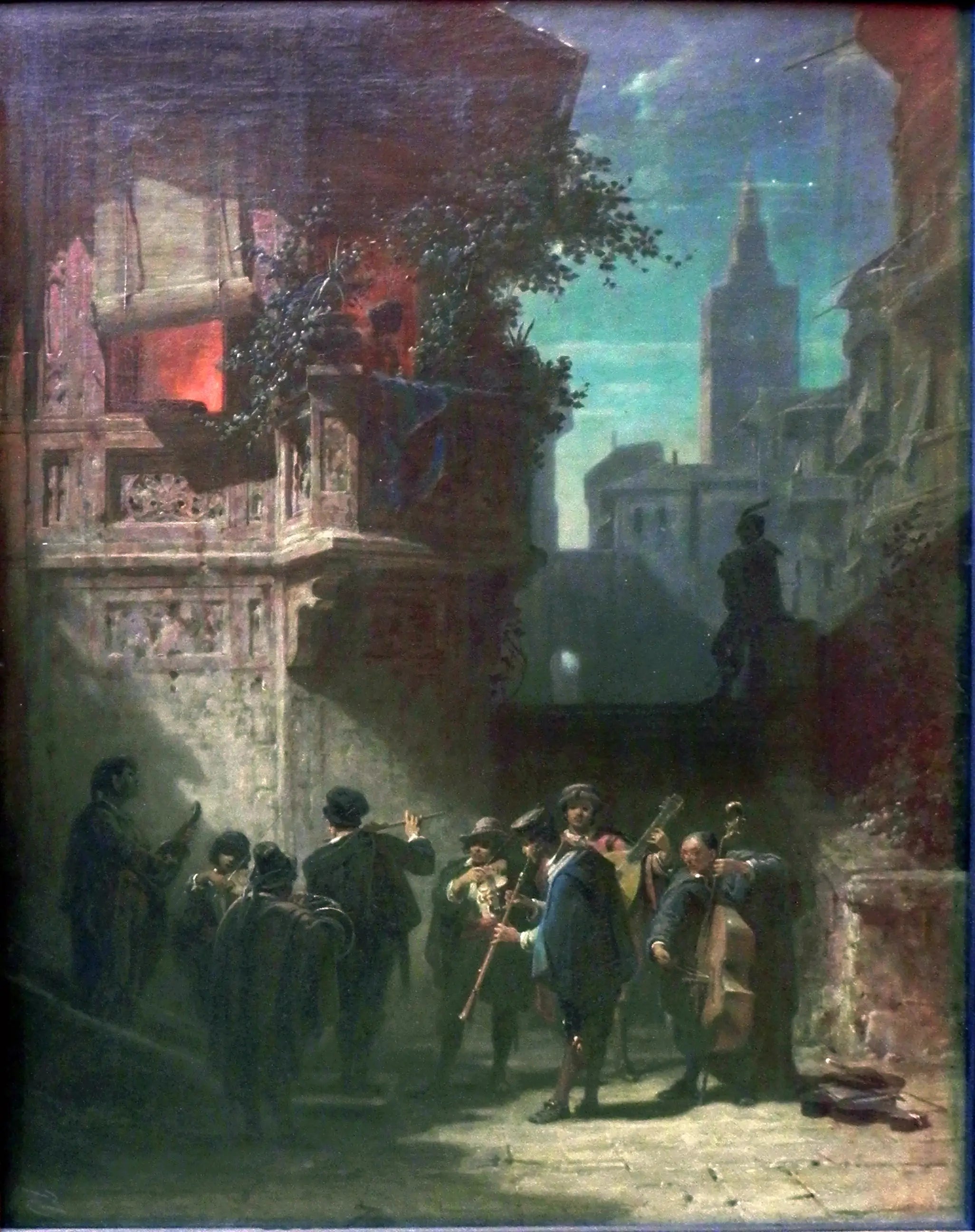 Spanisches Ständchen - Carl Spitzweg image 1 copie peinte à la main à l’huile