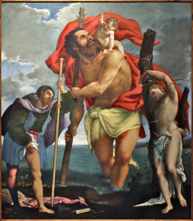 São Cristóvão, São Roque, São Sebastião - Lorenzo Lotto