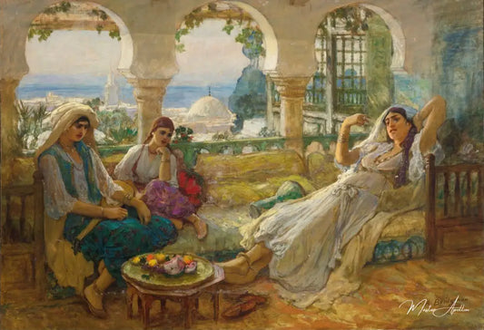 Sur la terrasse - Frederick Arthur Bridgman - Reproductions de tableaux et peintures haut de gamme