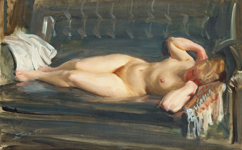 No sofá de couro azul acinzentado - Anders Zorn