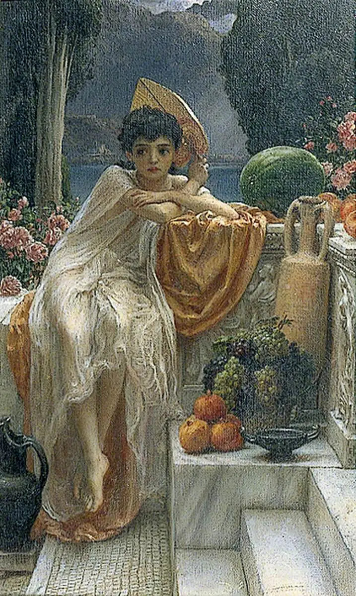 Nas escadas do templo - Edward Poynter