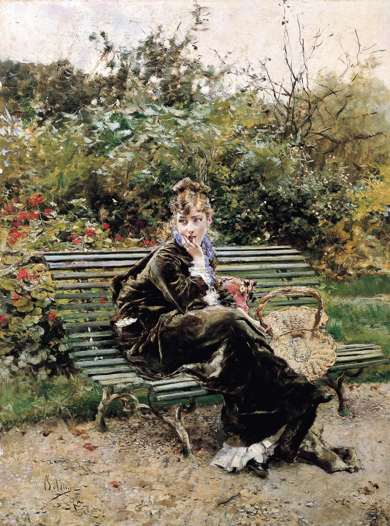 Sobre um banco na Floresta - Giovanni Boldini