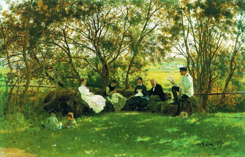 Sobre um banco de grama - Ilya Repin