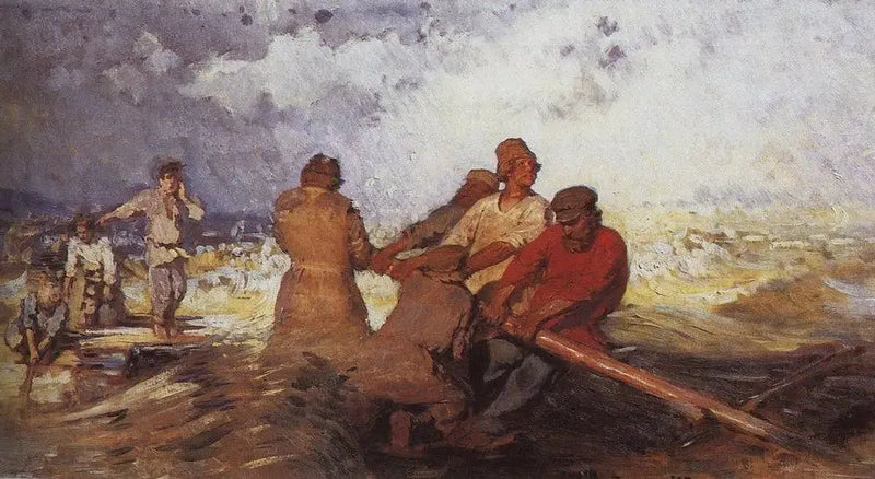 Em uma jangada na tempestade no Volga - Ilya Repin