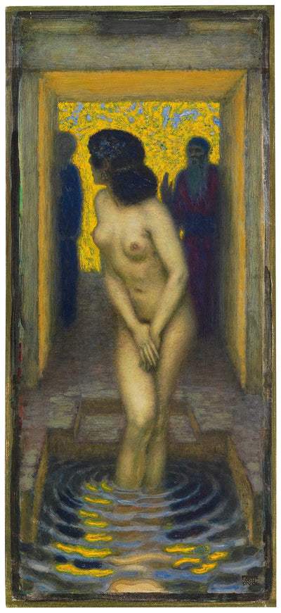 Reproduction du tableau « Susanna dans Bade - Franz von Stuck » par Alpha Reproduction en peinture à l’huile