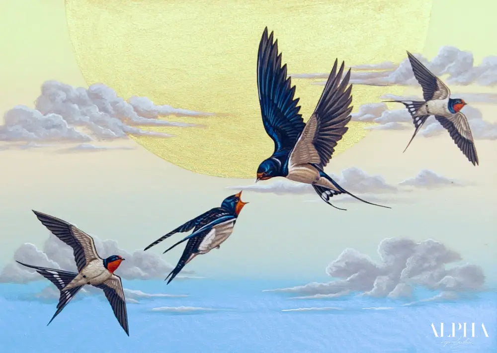 Swallow in the Sky - Thanatchapong | 70 X 50 cm Reproductions de tableaux à la peinture à l’huile