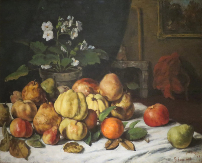 Mesa de sala coberta de frutas - Gustave Courbet
