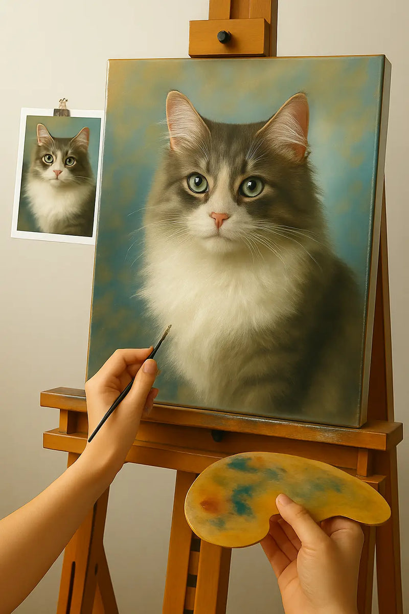🎨 Quadro personalizado de gato – Pintura a óleo única