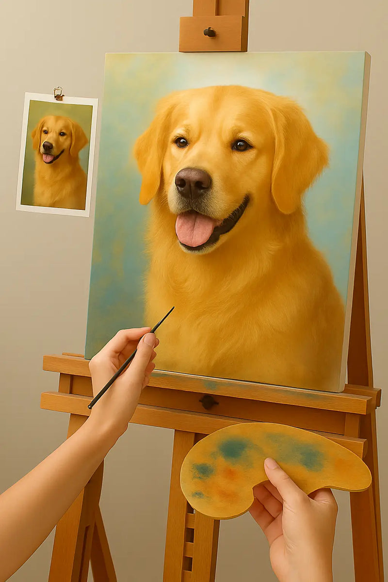 🎨 Quadro personalizado de cachorro – Pintura a óleo única